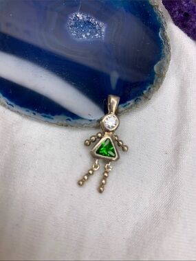 Sterling Silver Green Crystal Triangle Doll Pendant silver 925